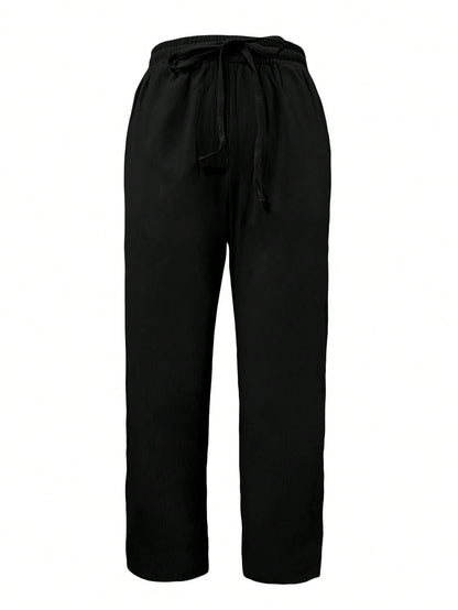 Jisfaneya Women's Solid-Color Drawstring Waist Casual Pants With Pockets