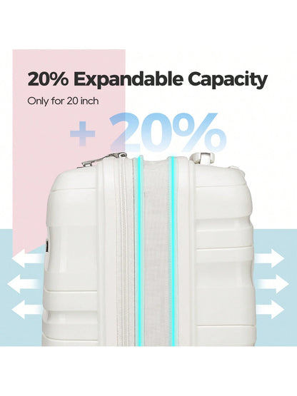 Joyway 20x14x6" Carry On Luggage, PP Hardshell Spinner Suitcase, Airline Approved Travel Trolley Bag, Durable Travel Essential For Men & Women