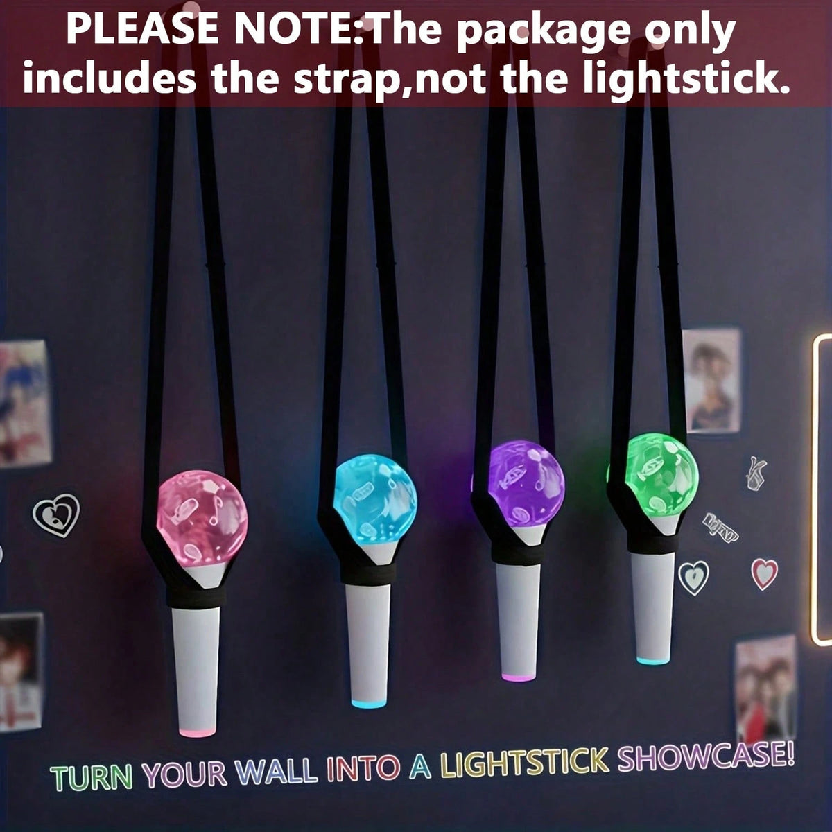 K-POP Light Stick Crossbody Strap Set, Adjustable Light Stick Carrying Strap, Freely Adjustable To Fit Any Light Stick Handle Size. Suitable For K-POP Fan Gatherings, Games, Events, Family, Parties, N