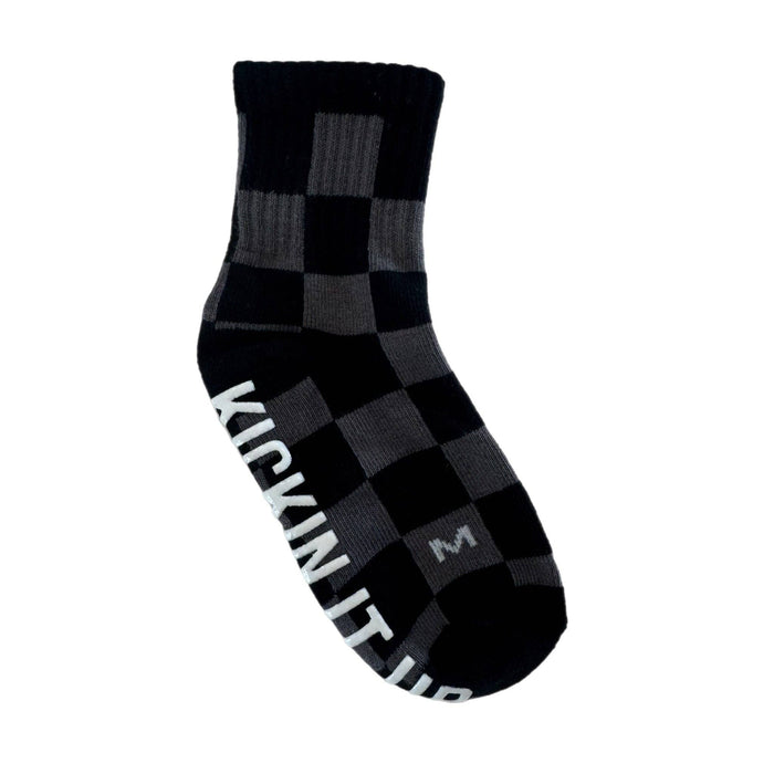 Kickin it up Socks - Black + Gray Checker