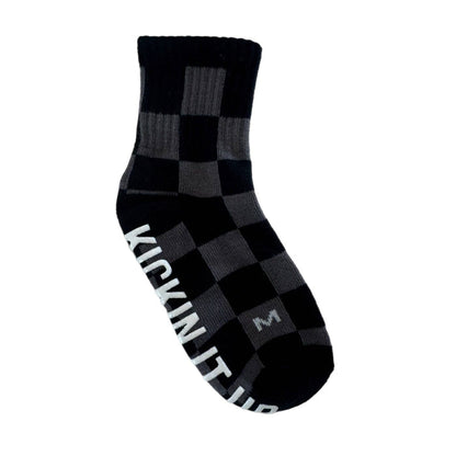 Kickin it up Socks - Black + Gray Checker