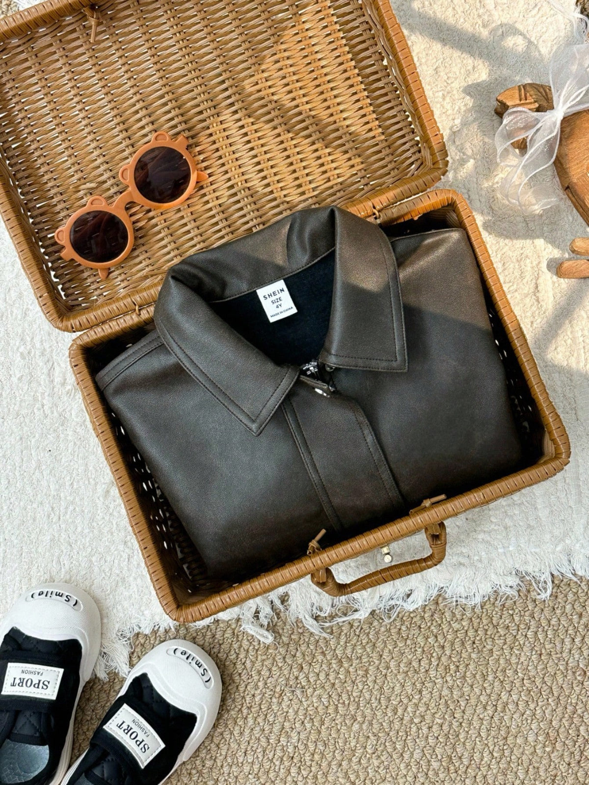 Kids/Young Boy Loose PU Collar Patch Pocket Jacket,Winter Career Day Back-To-School,Casual Everyday Versatile Comfortable Thick Woven Autumn Coat