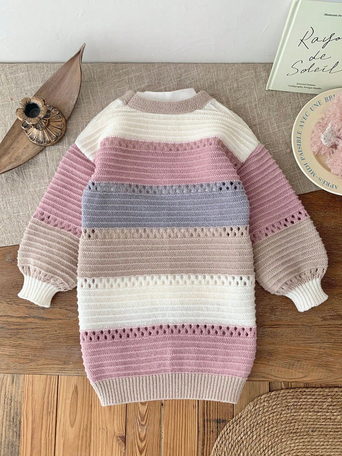 Kids Young Girl Autumn/Winter Casual Colorblock Blue Cardigan Back-To-School