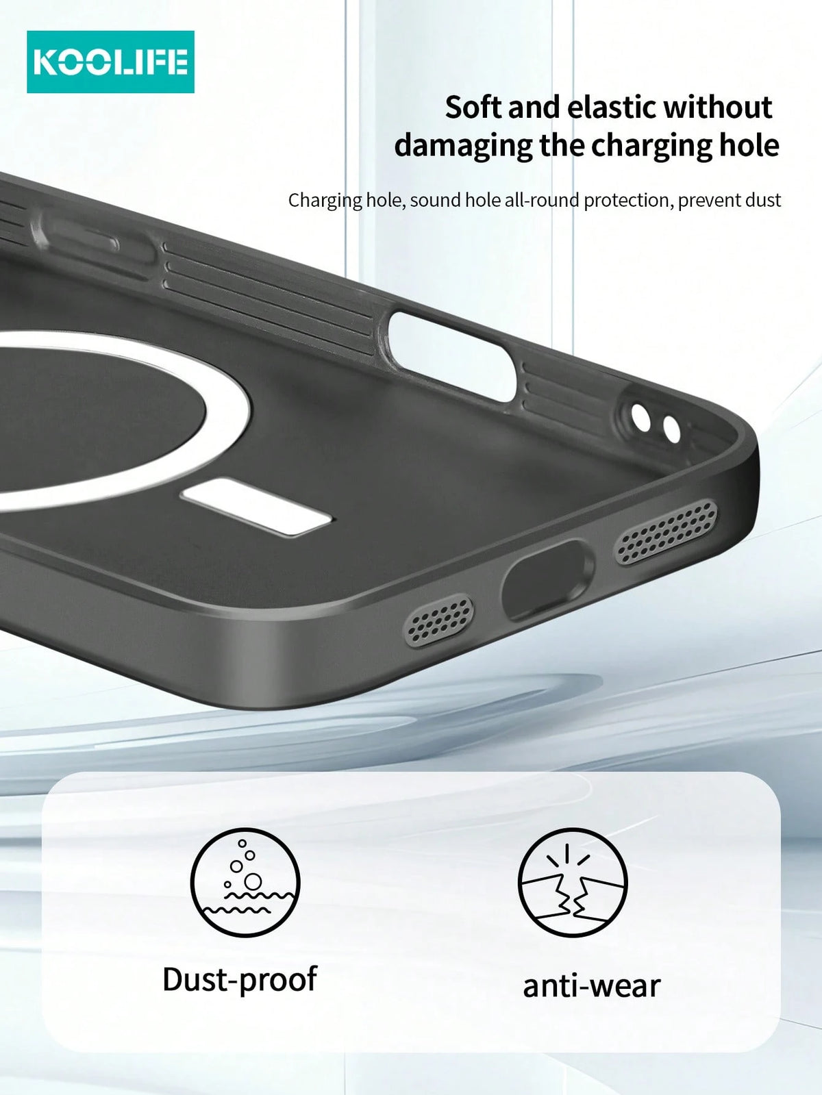 Koolife 1pc Magnetic Wireless Charging Magsafe Full Coverage Soft Silicone Phone Case, Ultra-Thin Matte Finish, Anti-Drop Metal Paint, Full Lens Protection, Integrated Buttons For Iphone18pro/18pro Ma