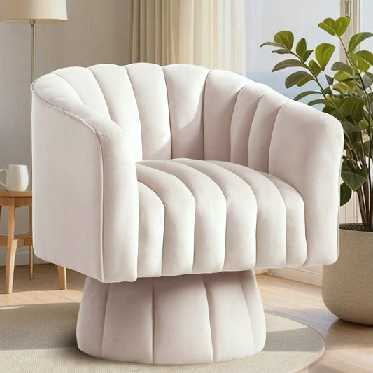 KORSER Swivel Accent Chair,360°Swivel Barrel Chair, Modern Swivel Chair With Velvet Fabric, Mid-Century Swivel Chair With Wide Upholstered, Round Swivel Armchair For Living Room, Lounge, Bedroom