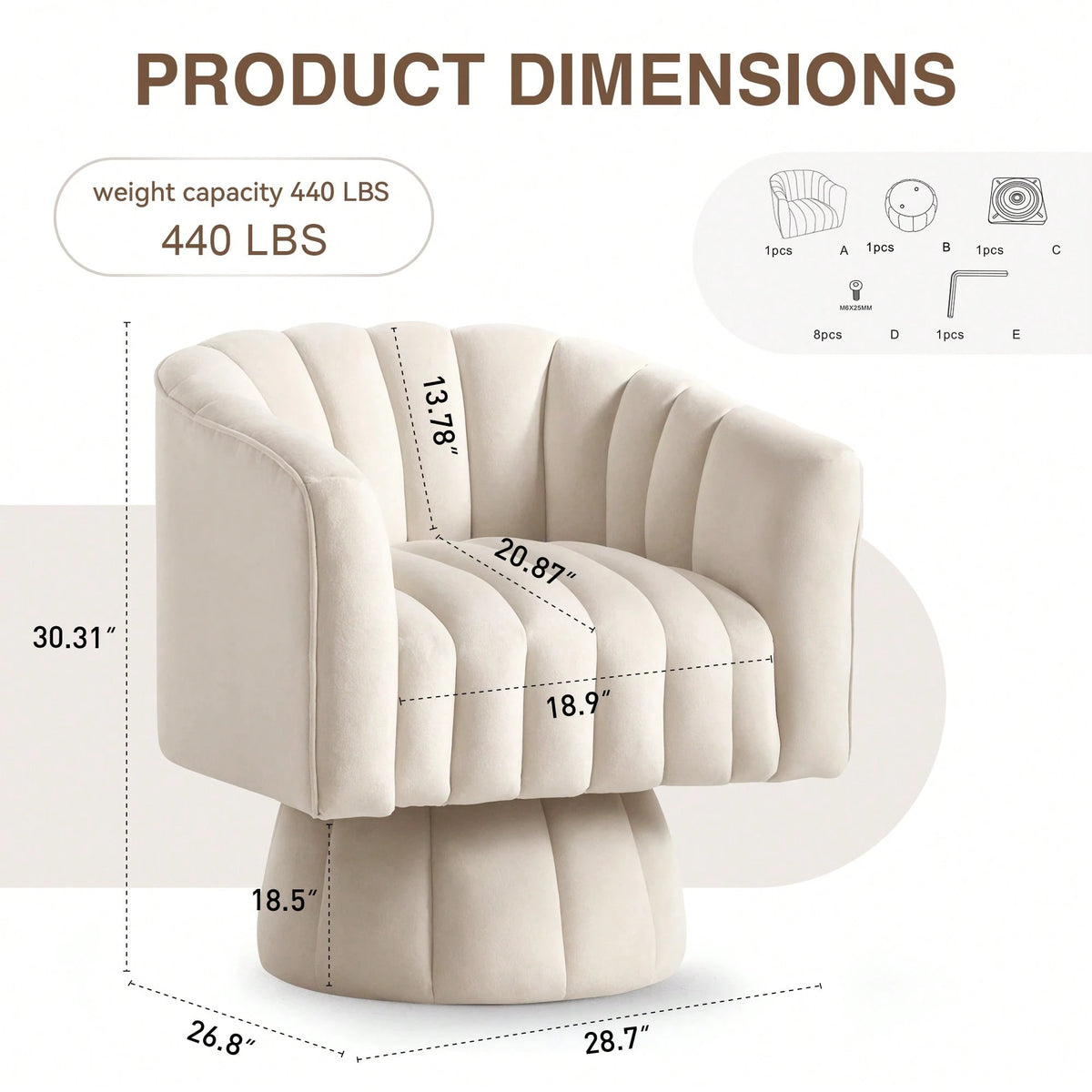 KORSER Swivel Accent Chair,360°Swivel Barrel Chair, Modern Swivel Chair With Velvet Fabric, Mid-Century Swivel Chair With Wide Upholstered, Round Swivel Armchair For Living Room, Lounge, Bedroom