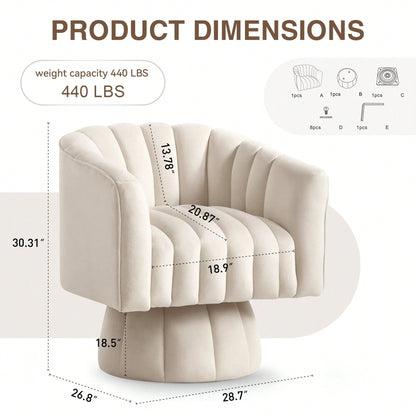 KORSER Swivel Accent Chair,360°Swivel Barrel Chair, Modern Swivel Chair With Velvet Fabric, Mid-Century Swivel Chair With Wide Upholstered, Round Swivel Armchair For Living Room, Lounge, Bedroom