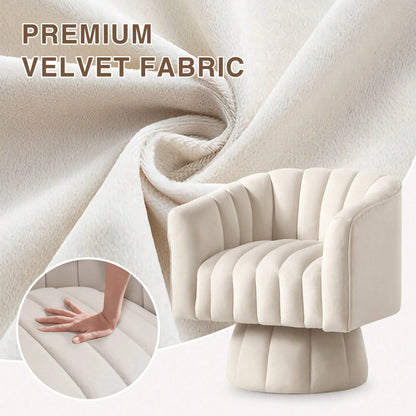 KORSER Swivel Accent Chair,360°Swivel Barrel Chair, Modern Swivel Chair With Velvet Fabric, Mid-Century Swivel Chair With Wide Upholstered, Round Swivel Armchair For Living Room, Lounge, Bedroom