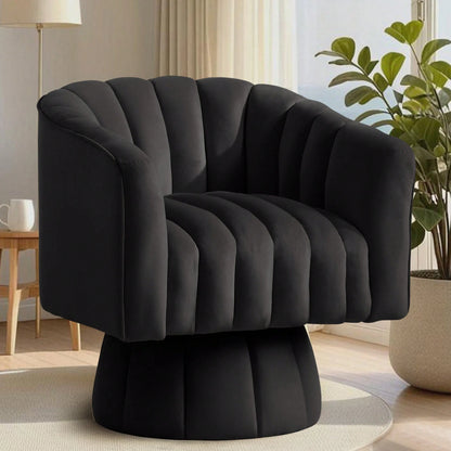 KORSER Swivel Accent Chair,360°Swivel Barrel Chair, Modern Swivel Chair With Velvet Fabric, Mid-Century Swivel Chair With Wide Upholstered, Round Swivel Armchair For Living Room, Lounge, Bedroom