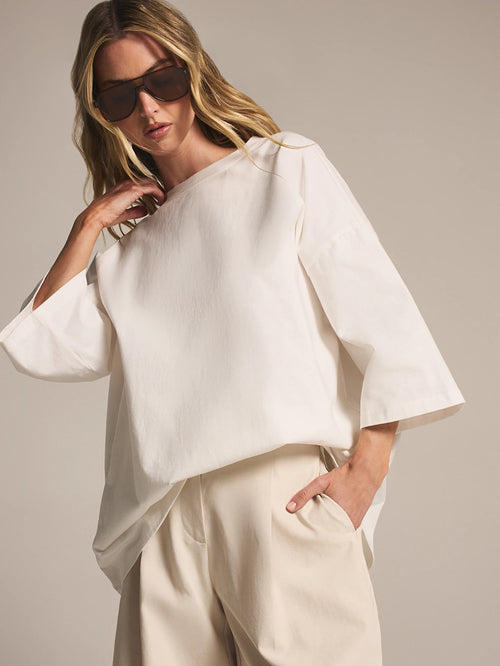 KSTM Oversized Drop Shoulder T-Shirt With Wide Sleeves And Round Neck For Effortless Casual Style