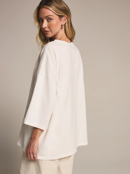 KSTM Oversized Drop Shoulder T-Shirt With Wide Sleeves And Round Neck For Effortless Casual Style
