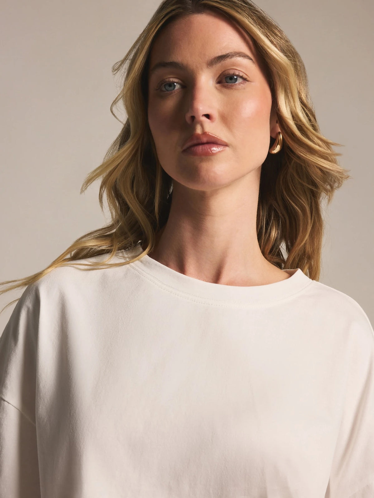 KSTM Oversized Drop Shoulder T-Shirt With Wide Sleeves And Round Neck For Effortless Casual Style