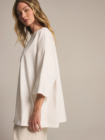 KSTM Oversized Drop Shoulder T-Shirt With Wide Sleeves And Round Neck For Effortless Casual Style