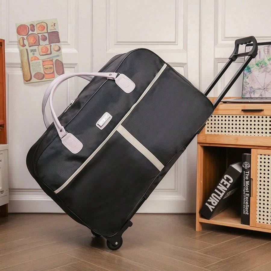 Ladies' Large Capacity Travel Luggage, Portable And Lightweight Wheeled Luggage, Korean Style Short Distance Folding Checked Box