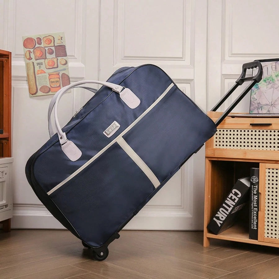 Ladies' Large Capacity Travel Luggage, Portable And Lightweight Wheeled Luggage, Korean Style Short Distance Folding Checked Box
