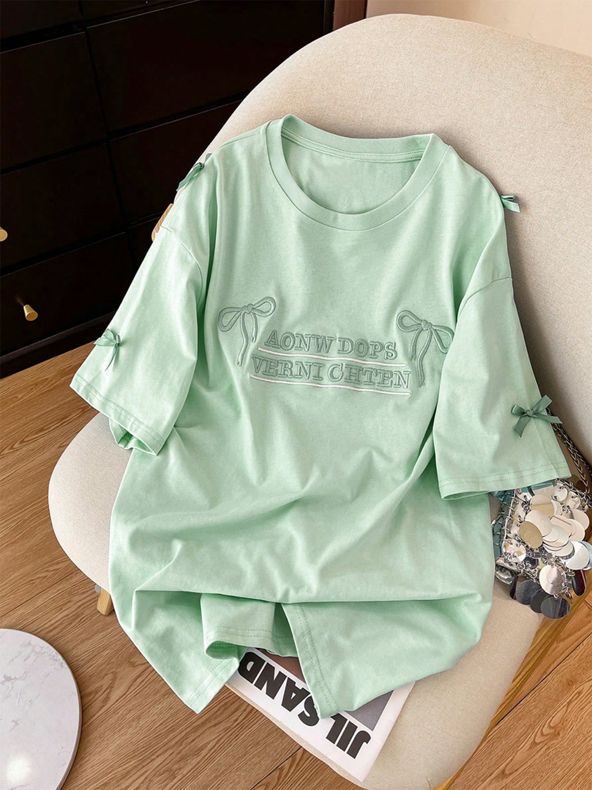 Lalippa Coffee Striped Digital Print Oversized Casual Mid-Length Round Neck Drop Shoulder Women T-Shirt, Gift For Friends