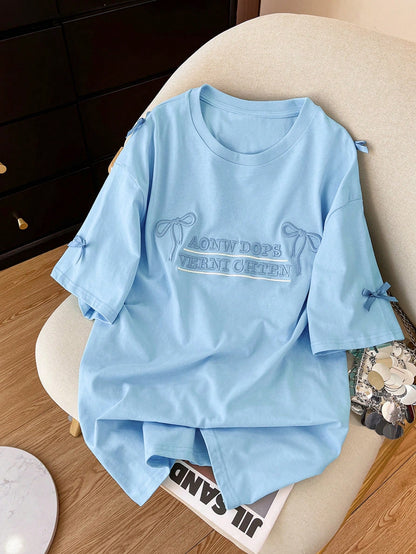 Lalippa Coffee Striped Digital Print Oversized Casual Mid-Length Round Neck Drop Shoulder Women T-Shirt, Gift For Friends