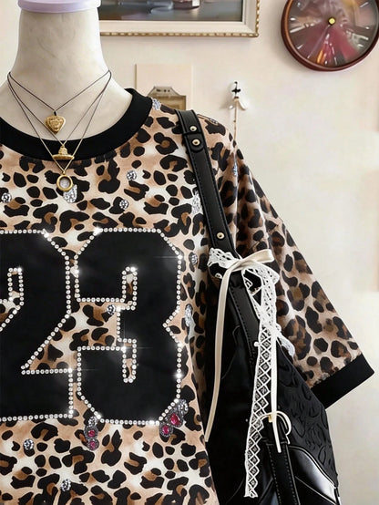 Lalippa Random Plaid Digital Print Casual Oversized Mid-Length Round Neck Drop Shoulder Women T-Shirt, Gift For Friends