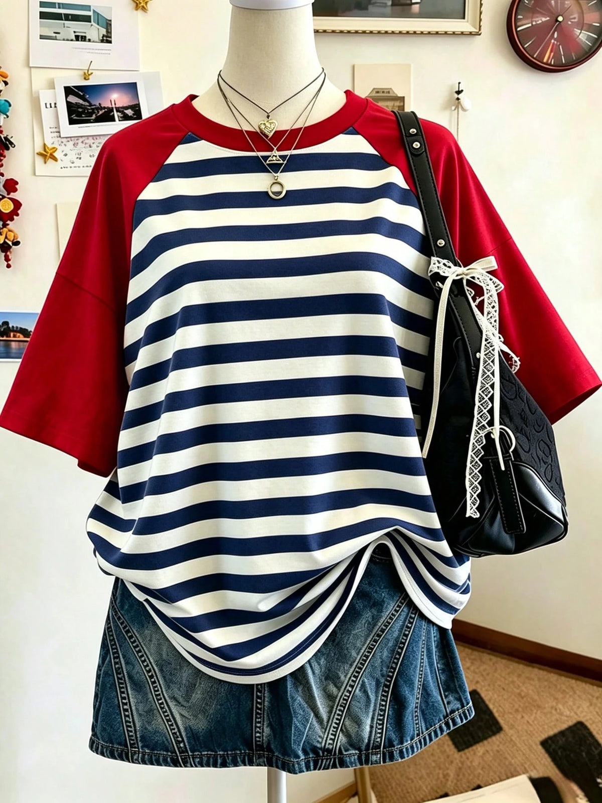 Lalippa Women's Letter & Floral Print Round Neck Casual Versatile Daily Wear Short Sleeve T-Shirt