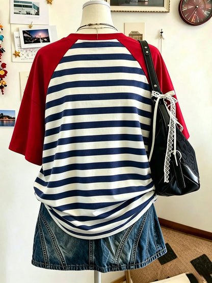 Lalippa Women's Letter & Floral Print Round Neck Casual Versatile Daily Wear Short Sleeve T-Shirt
