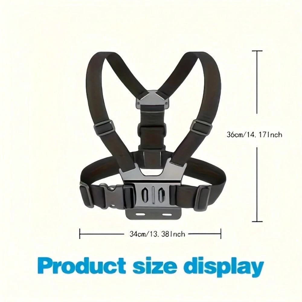 LEATVOOK Adjustable Chest Mount Phone Holder Harness- Compatible With IPhone, GoPro, Insta360, Action Cameras- Black Padded Design For Biking, Kayaking, Fishing, Skateboarding POV/VLOG Recording, Ad