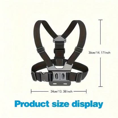 LEATVOOK Adjustable Chest Mount Phone Holder Harness- Compatible With IPhone, GoPro, Insta360, Action Cameras- Black Padded Design For Biking, Kayaking, Fishing, Skateboarding POV/VLOG Recording, Ad