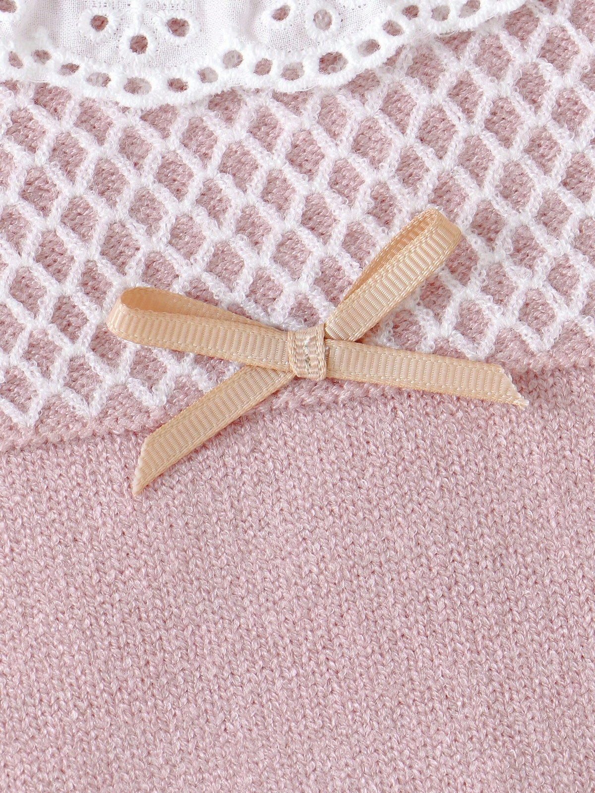 Light Pink Newborn Baby Girl Floral Lace Collar Knit Romper,Long Sleeve Sweater Jumpsuit With Socks,Cozy Autumn Clothes For Baby Shower,Winter Outfit