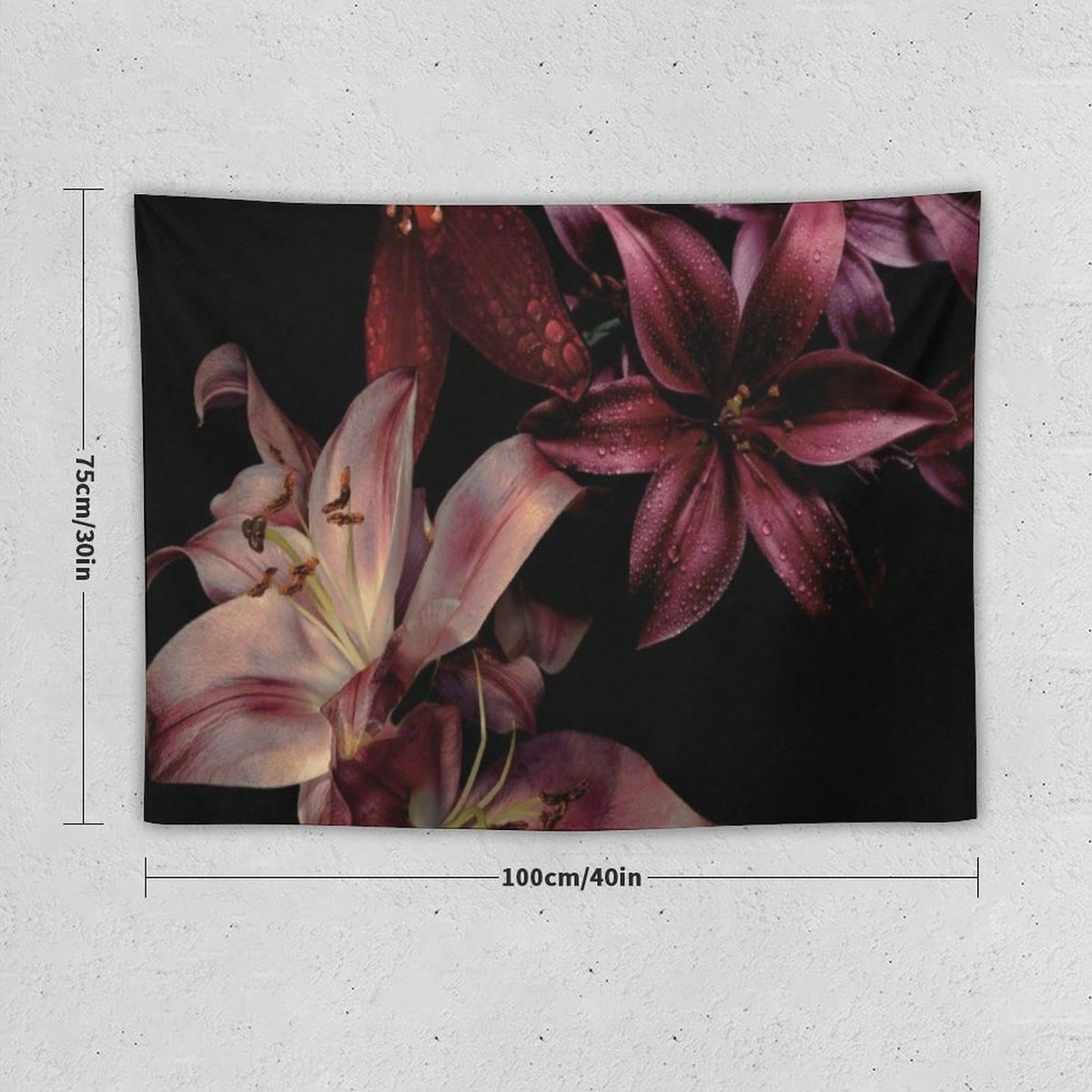 Lily Flower Tapestry As Wall Art Tropical Blossom Leaves Tapestry Aesthetic Landscape Tapestry Wall Hanging For Bedroom & Living Room