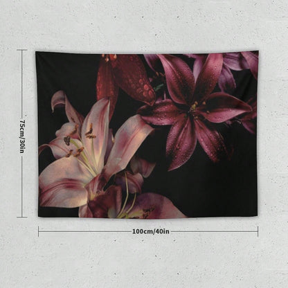 Lily Flower Tapestry As Wall Art Tropical Blossom Leaves Tapestry Aesthetic Landscape Tapestry Wall Hanging For Bedroom & Living Room