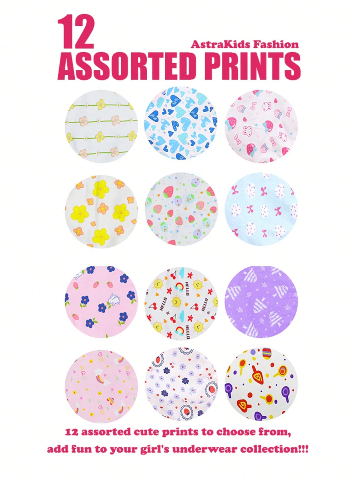 Little Girl Underwear Soft Comfortable Lovely Print 24 Pack Panties For Kids 4-8 Years