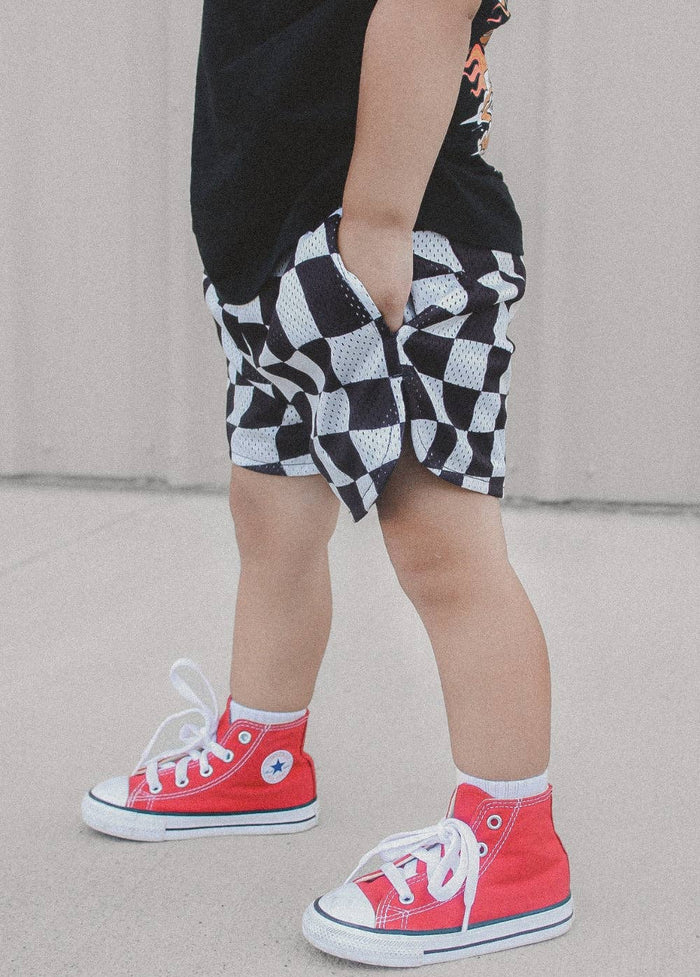 Little Trouble - Black Checker Basketball Shorts (Final Sale)