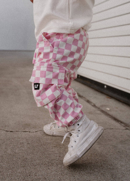 Little Trouble - Pink Checker Cargos