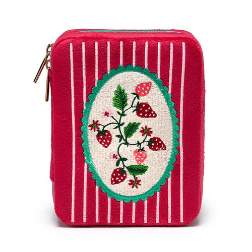 Living Royal Velvet Jewelry Zip Case - Strawberry Season