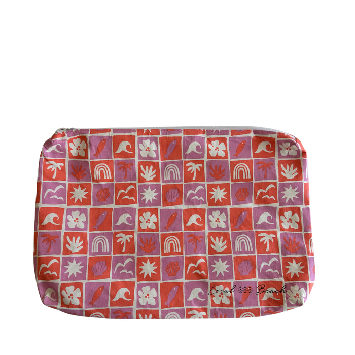 Local Beach Water Resistant Pouch - Coral Pink Islands