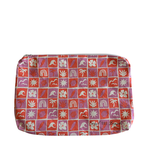 Local Beach Water Resistant Pouch - Coral Pink Islands