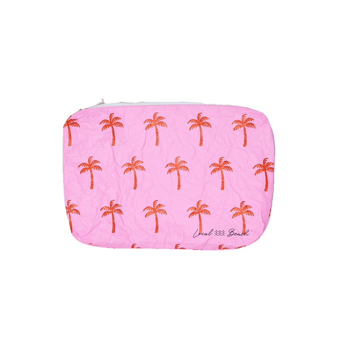 Local Beach Water Resistant Pouch - Pink Neon Palms