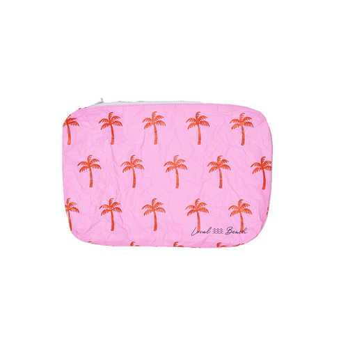 Local Beach Water Resistant Pouch - Pink Neon Palms