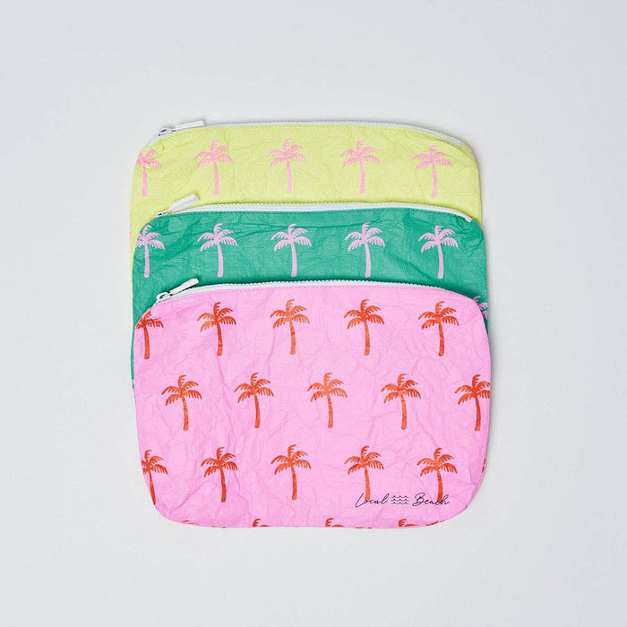 Local Beach Water Resistant Pouch - Pink Neon Palms