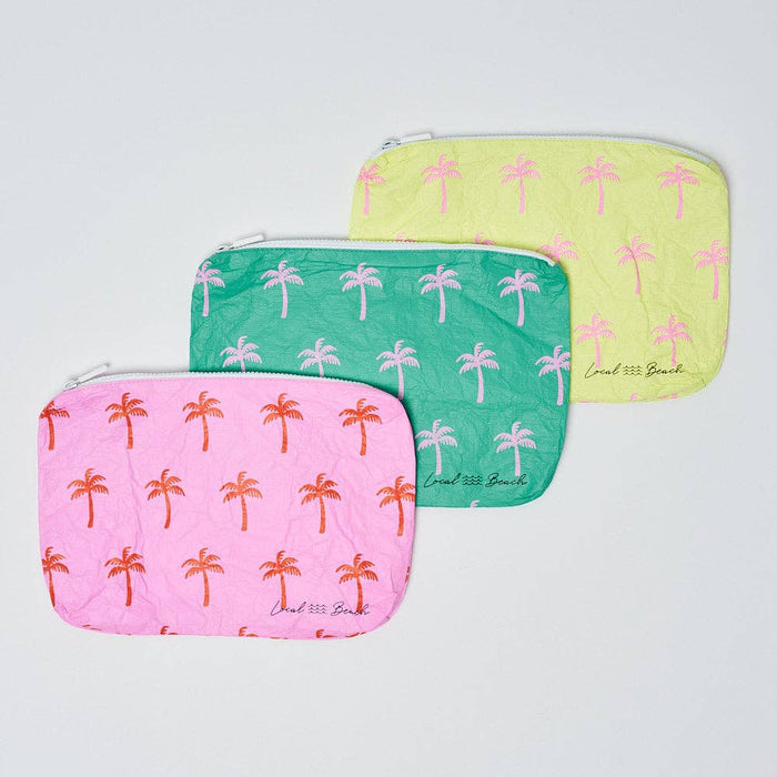 Local Beach Water Resistant Pouch - Pink Neon Palms