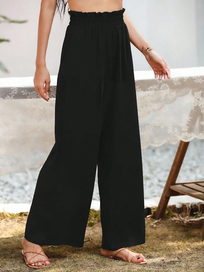 Louniche Slant Pocket Wide Leg Pants Fall Cloth For Women