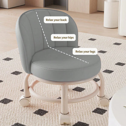 LOVEWE 360° Swivel Round Stool With Wheels, Heavy-Duty Rolling Dwarf Footstool, Versatile For Home, Office & Outdoor