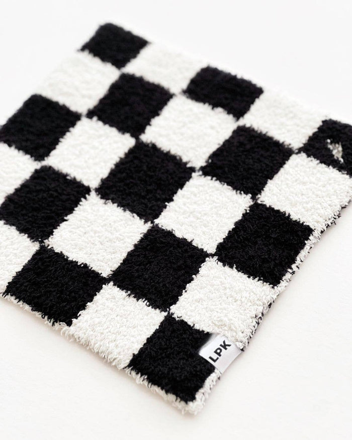 Lucky Panda Kids Lovey - Checkered Plush Black