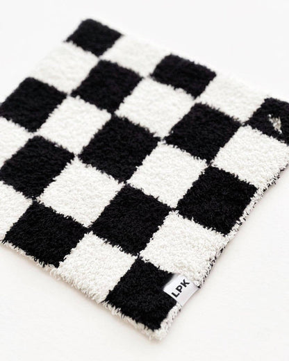 Lucky Panda Kids Lovey - Checkered Plush Black