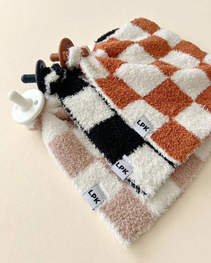 Lucky Panda Kids Lovey - Checkered Plush Copper