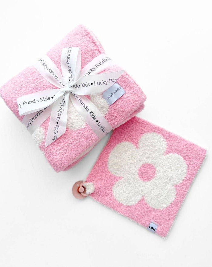 Lucky Panda Kids Lovey - Daisy Plush Pink