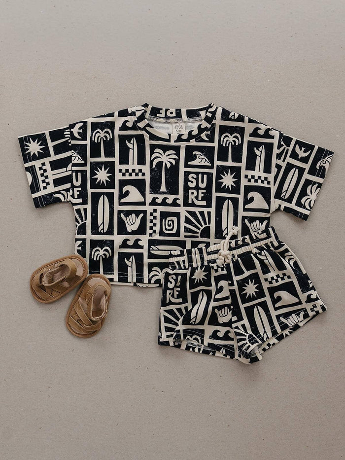 Lucky Panda Kids Shorts Set - Coastal Club (Final Sale)