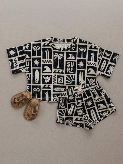 Lucky Panda Kids Shorts Set - Coastal Club (Final Sale)