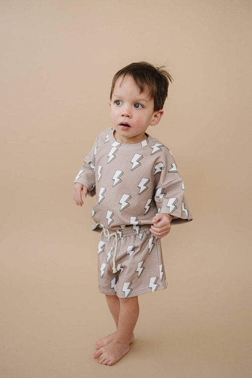 Lucky Panda Kids Shorts Set - Electric Beige (Final Sale)