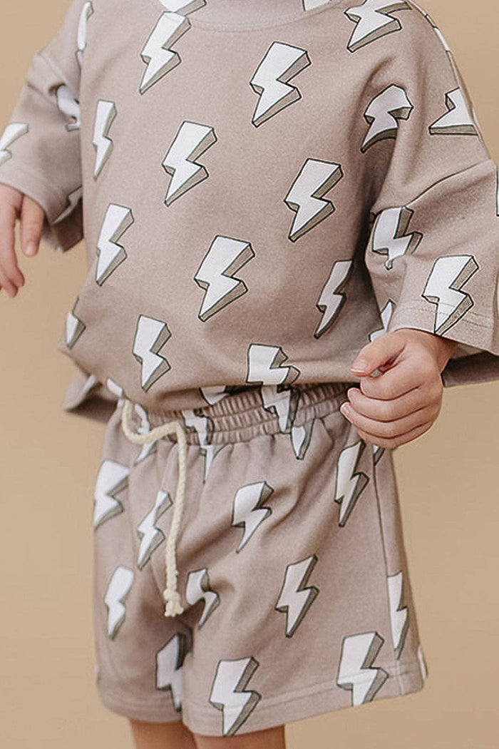 Lucky Panda Kids Shorts Set - Electric Beige (Final Sale)