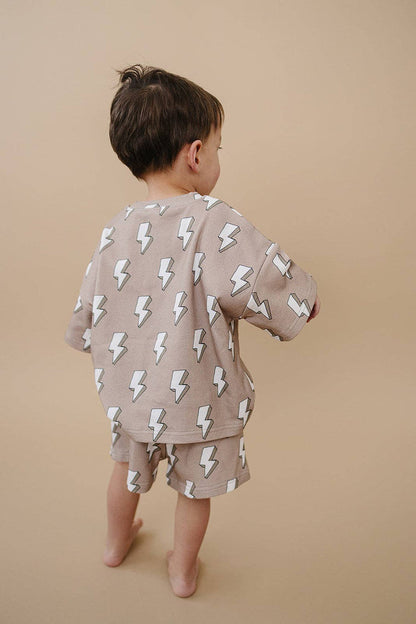 Lucky Panda Kids Shorts Set - Electric Beige (Final Sale)